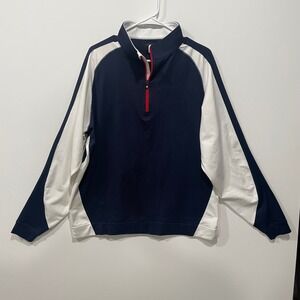 FJ FootJoy Mens Golf Pullover 1/4 Zip Navy White Athletic Sportswear Size L